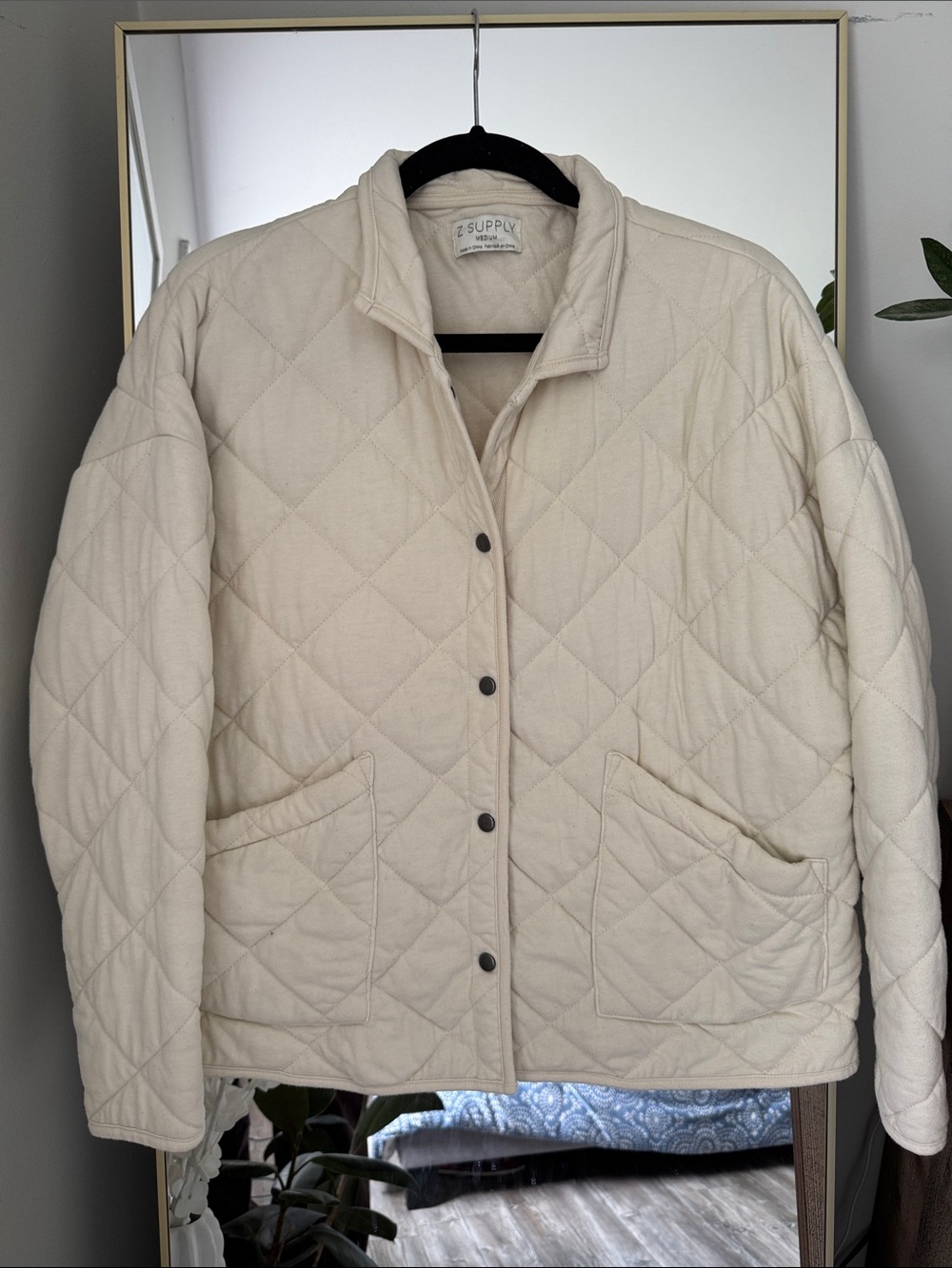Z Supply Cream Quilted Cotton Blend Jacket